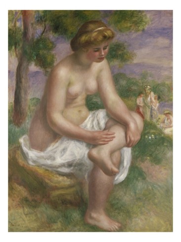 Seated Bather in a Landscape - Pierre Auguste Renoir Painting